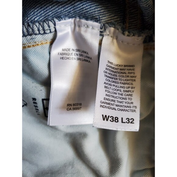 Lucky Brand Jeans Men 38 x 32 Athletic Straight 410 Distressed Pants Medium Wash - Picture 4 of 9